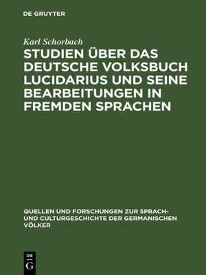 cover image of Studien über das deutsche Volksbuch Lucidarius und seine Bearbeitungen in fremden Sprachen